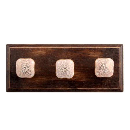 Pink Square Ceramic Wooden Hook 